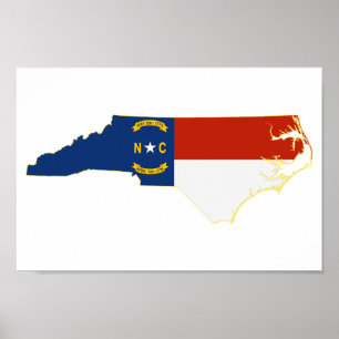 Flag North Carolina Shaped Carolinian Tar Heel Poster