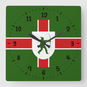 Flag Nottinghamshire Square Wall Clock Quadratische Wanduhr