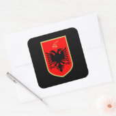 Flag of Albania, albanian Coat of Arms Quadratischer Aufkleber (Umschlag)