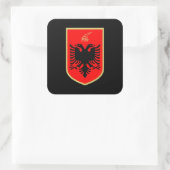 Flag of Albania, albanian Coat of Arms Quadratischer Aufkleber (Tasche)