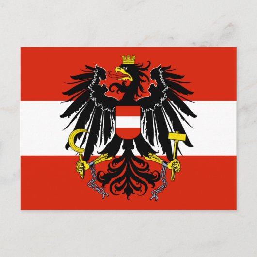 Flag of Austria with Coat of Arms Postkarte (Vorderseite)