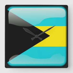 Flag of Bahamas Quadratische Wanduhr