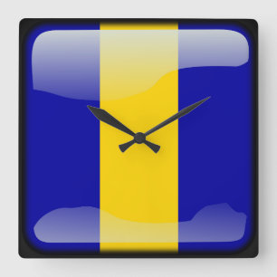 Flag of Barbados Quadratische Wanduhr