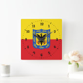 Flag of Bogota, Colombia Square Wall Clock Quadratische Wanduhr (Zuhause)