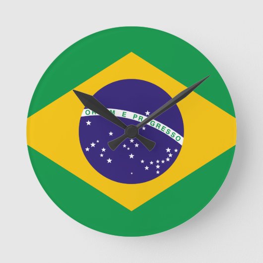 Flag of Brazil Runde Wanduhr (Vorderseite)