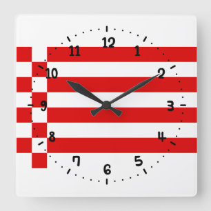 Flag of Bremen Square Wall Clock Quadratische Wanduhr