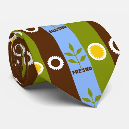 Flag of city Fresno, California Neck Tie Krawatte (Gerollt)