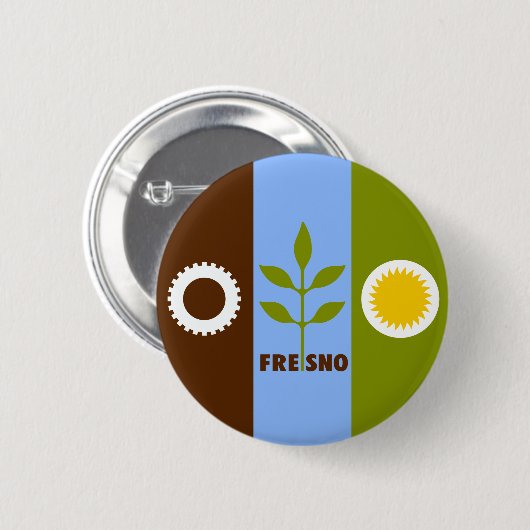 Flag of city of Fresno, California Pinback Button (Vorne & Hinten)