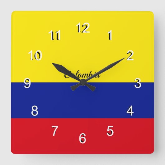 Flag of Colombia Quadratische Wanduhr (Vorderseite)