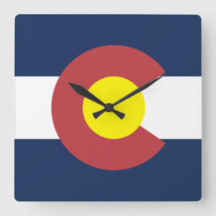 Flag of Colorado Quadratische Wanduhr