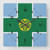 Flag of Derbyshire Square Wallclock Quadratische Wanduhr (Vorderseite)