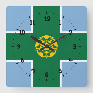 Flag of Derbyshire Square Wallclock Quadratische Wanduhr