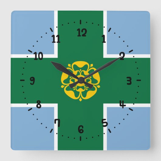 Flag of Derbyshire Square Wallclock Quadratische Wanduhr (Vorderseite)
