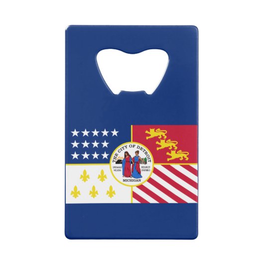 Flag of Detroit, Michigan Credit Card Bottle Opene Geldbeutel Flaschenöffner (Vorderseite)