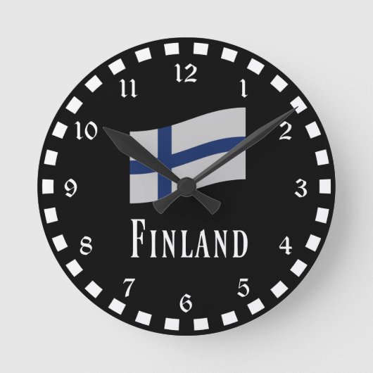 Flag of Finland Runde Wanduhr (Vorderseite)