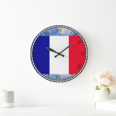 Flag of France Black Roman Numbers Round Clock Große Wanduhr (Zuhause)