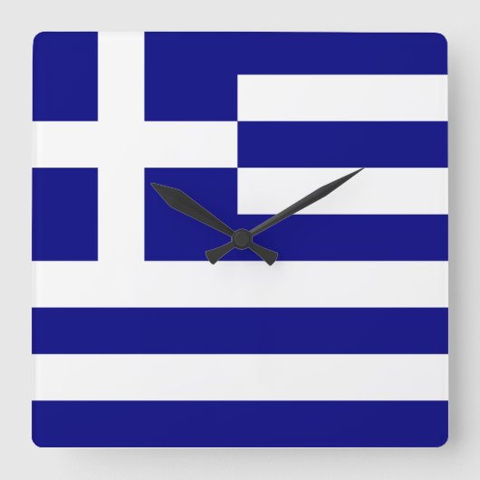 Flag of Greece Quadratische Wanduhr (Vorderseite)