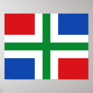 Flag of Groningen (province) Poster