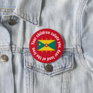 Flag of Guyana National Anthem Red Green Yellow Button