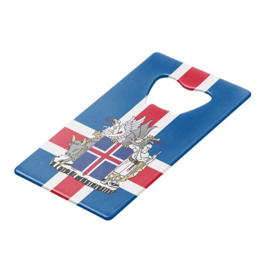 Flag of Iceland Geldbeutel Flaschenöffner (Vorderseite Schrägansicht)