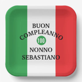 Flag of Italy Buon Compleanno or Anniversario  Pappteller