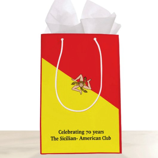 Flag of Italy Sicily with Custom Wording Mittlere Geschenktüte