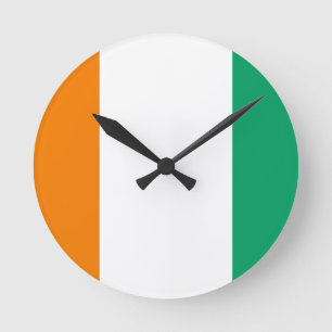Flag of Ivory Coast - Drapeau de la Côte d'Ivoire Runde Wanduhr