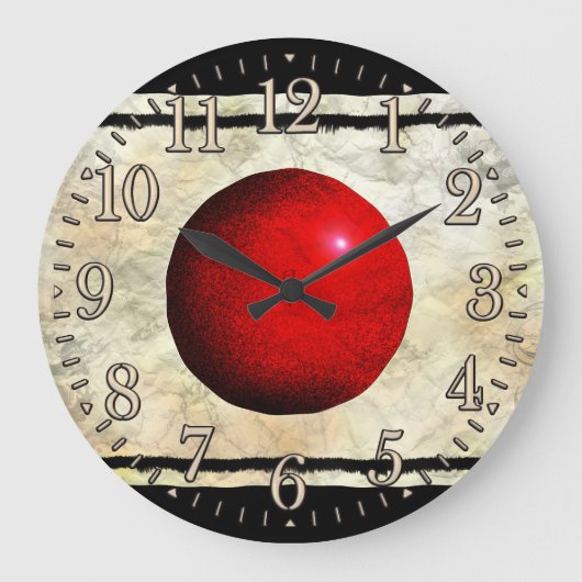 Flag of Japan Nippon Patriotic Art Wall Clock Große Wanduhr (Vorderseite)