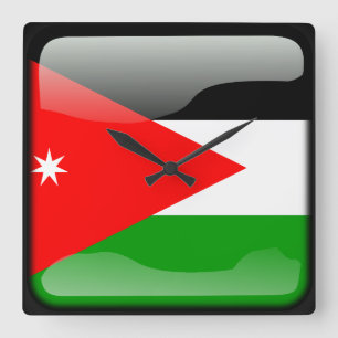 Flag of Jordan Quadratische Wanduhr