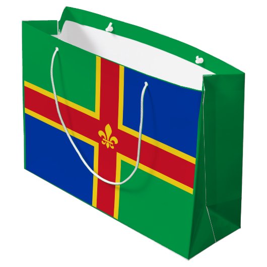 Flag of Lincolnshire Large Gift Bag Große Geschenktüte (Rückseite Schrägansicht)