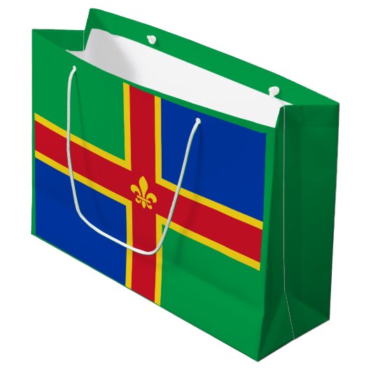 Flag of Lincolnshire Large Gift Bag Große Geschenktüte (Vorderseite Schrägansicht)