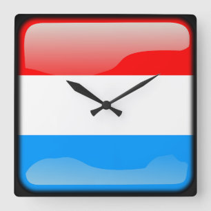 Flag of Luxembourg Quadratische Wanduhr