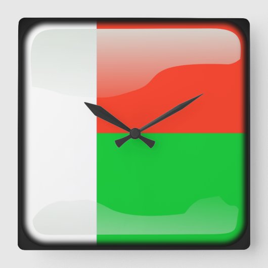 Flag of Madagascar Quadratische Wanduhr (Vorderseite)