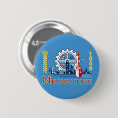 Flag of Milwaukee, Wisconsin Pinback Button (Vorne & Hinten)