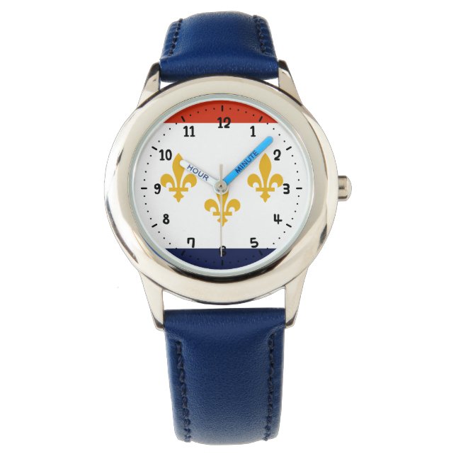 Flag of New Orleans, Louisiana Watch Armbanduhr (Vorderseite)