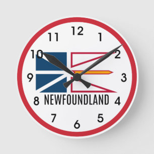 Flag of Newfoundland Runde Wanduhr
