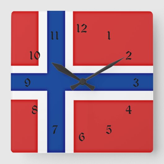 Flag of Norway Quadratische Wanduhr (Vorderseite)