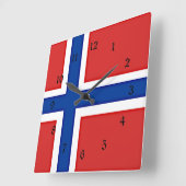 Flag of Norway Quadratische Wanduhr (Winkel)