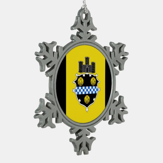 Flag of Pittsburgh, Pennsylvania Snowflake Pewter  Schneeflocken Zinn-Ornament (Links)