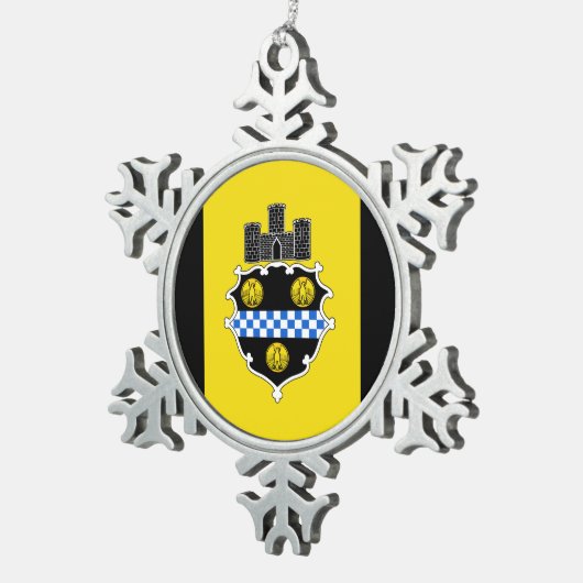 Flag of Pittsburgh, Pennsylvania Snowflake Pewter  Schneeflocken Zinn-Ornament (Rechts)