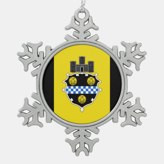 Flag of Pittsburgh, Pennsylvania Snowflake Pewter Schneeflocken Zinn-Ornament (Vorderseite)