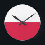 Flag of Poland Runde Wanduhr<br><div class="desc">Flag of Poland - Flaga Rzeczypospolitej Polskiej - Flaga Polski</div>
