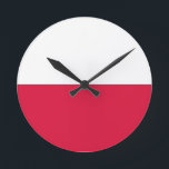 Flag of Poland Runde Wanduhr<br><div class="desc">Flag of Poland - Flaga Rzeczypospolitej Polskiej - Flaga Polski</div>