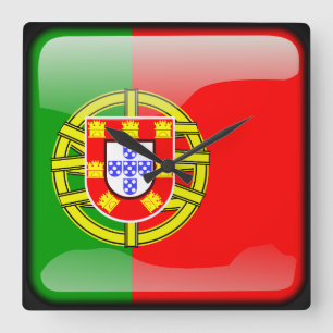 Flag of Portugal Quadratische Wanduhr