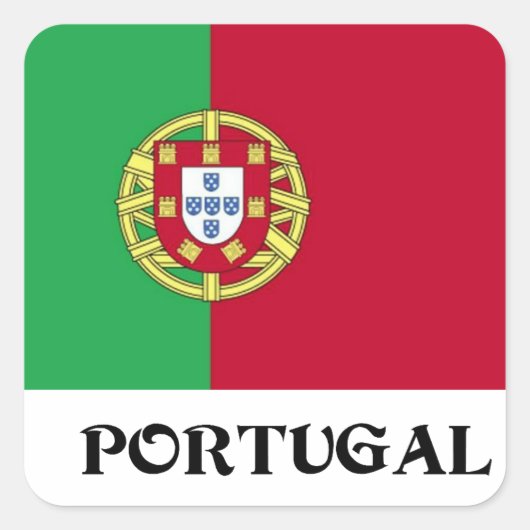 Flag of Portugal Quadratischer Aufkleber (Vorderseite)