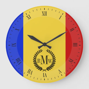Flag of Romania Große Wanduhr