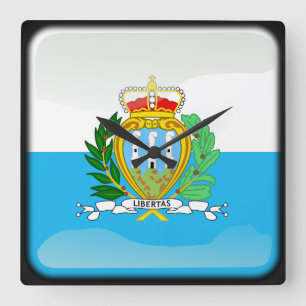 Flag of San Marino Quadratische Wanduhr