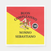 Flag of Sicily Buon Compleanno or Anniversario  Serviette (Vorderseite)