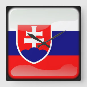 Flag of Slovakia Quadratische Wanduhr