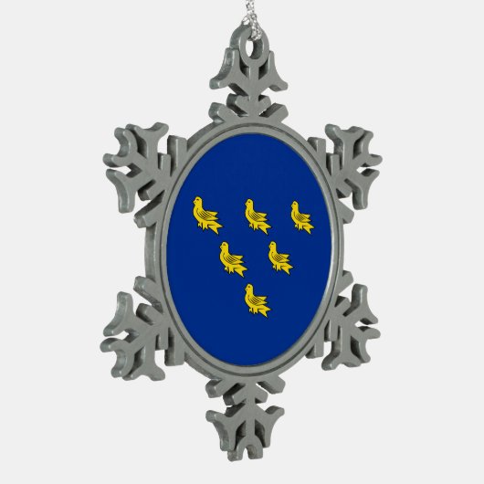 Flag of Sussex Snowflake Pewter Christmas Ornament (Links)
